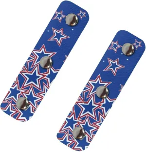 doginthehole Stars Print Luggage Handle Wrap Set of 2, Blue Luggage Tags Suitcases Bag Grip Protector Saddle with Brass Clasp, Leather Handle Protection Sleeve Cover for Women Shopping Bag Travel Bag