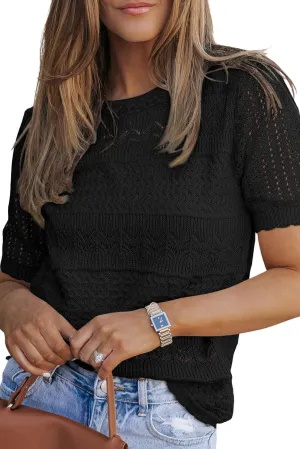 Dokotoo Womens Summer Tops Spring Fashion Short Sleeve Sweaters Crew Neck Lightweight Knit Dressy Blouse 2025