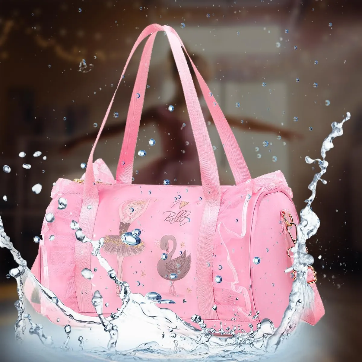 Dorlubel Cute Ballet Dance Bag Tutu Dress Bag with Key Chain for Girls (Pink of Swan Dancer)