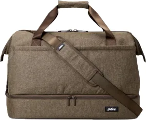 Double Decker Weekender Bag 40L Carry-On Duffel with Shoe Compartment, Water-Resistant, Foldable Travel Bag with Trolley Sleeve & Shoulder Strap  Dune