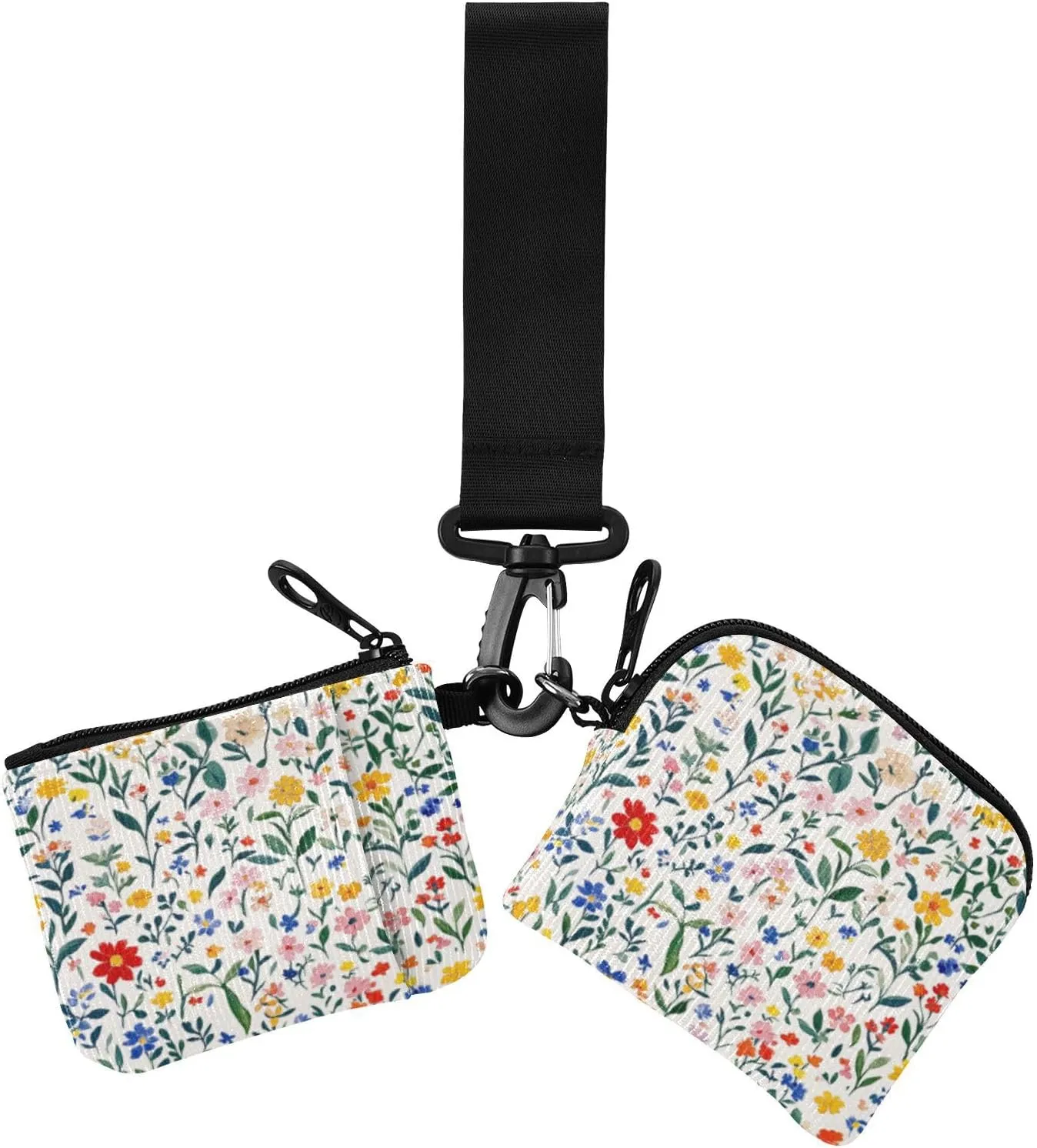 Dual Wristlet Wallets for Women Spring Flowers Rustic White Cute Fashion Zipper Cash Coin Purse with Zipper Pocket for Work Travel 2 Packs