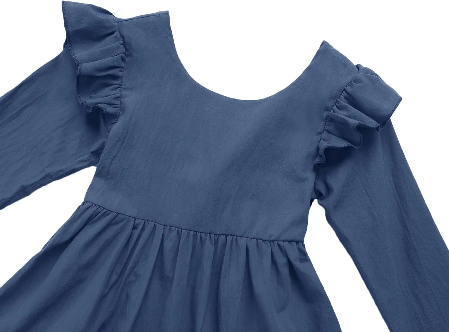 Dutebare Toddler Girls Swing Dress Linen Backless Tie Back Ruffle Hem Kid Casual Beach Dresses