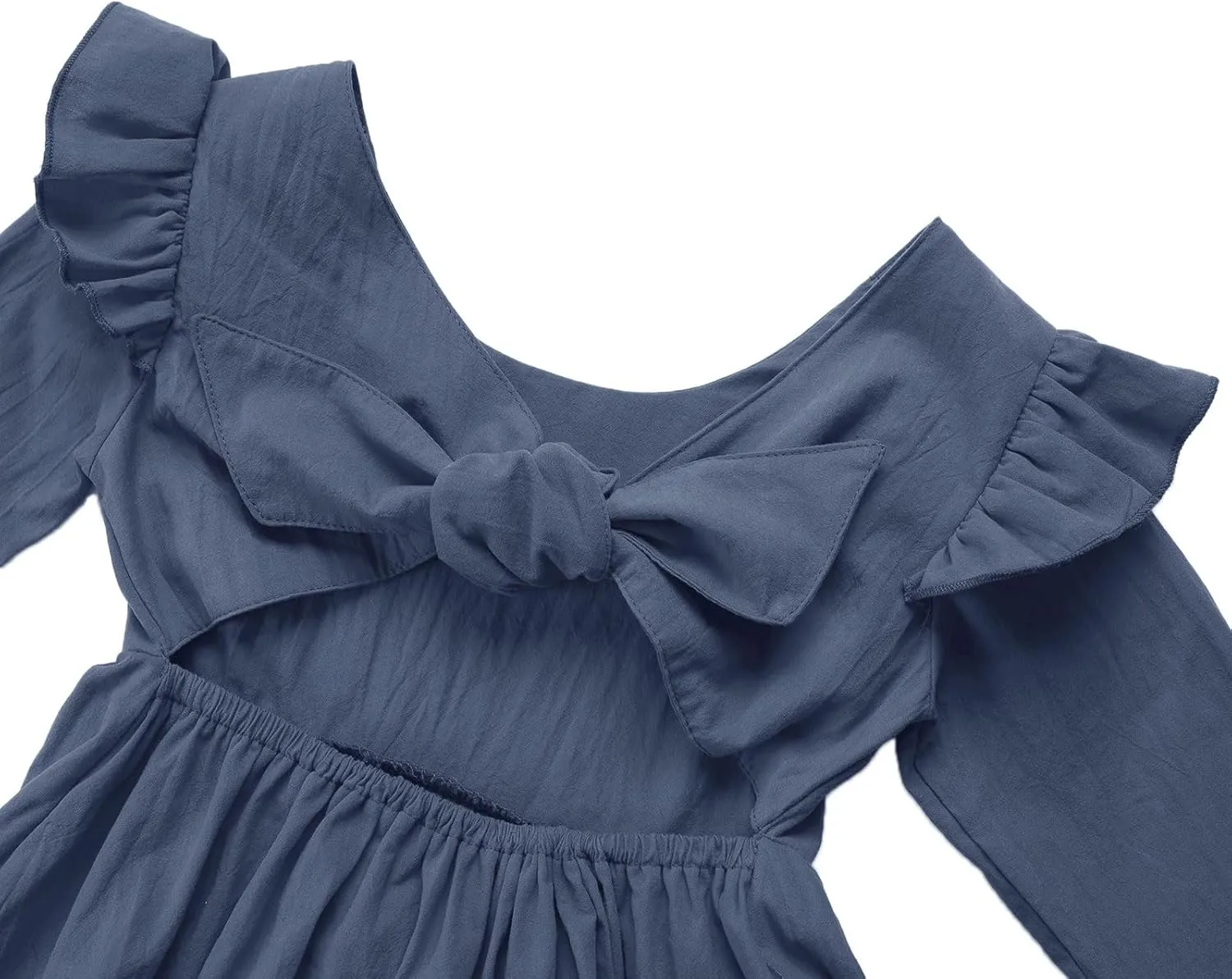 Dutebare Toddler Girls Swing Dress Linen Backless Tie Back Ruffle Hem Kid Casual Beach Dresses