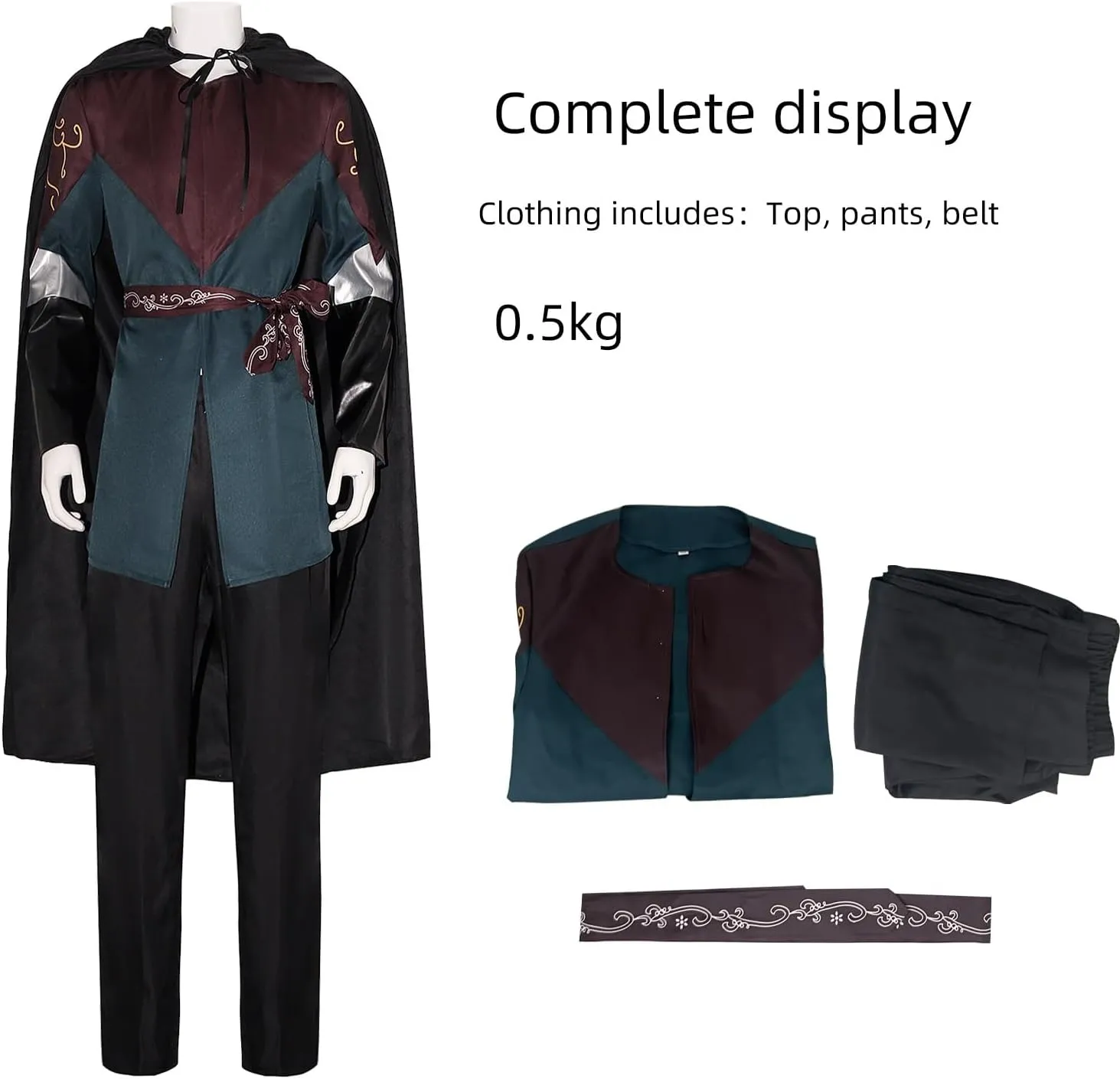 EDAUWAE Legolas Costume Men Lord Rings Greenleaf Costumes Cloak Tunic Pants Full Set Halloween Suits