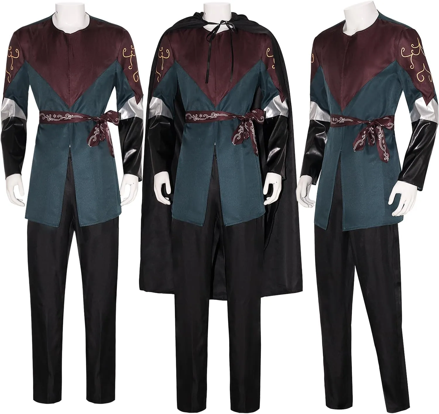 EDAUWAE Legolas Costume Men Lord Rings Greenleaf Costumes Cloak Tunic Pants Full Set Halloween Suits
