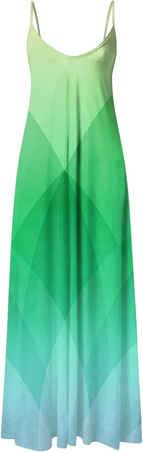 Eduavar Summer Dresses for Women, Maxi Dresses for Women 2024 Cute Floral Print Sleeveless V Neck Long Dress Beach Dress