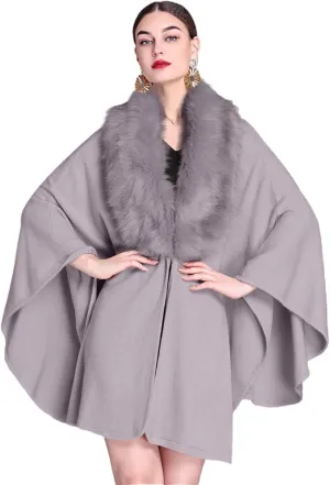 European and American Autumn and Winter Collar Shawl Cape Mid-Length Knitted Cardigan Cloak Coat