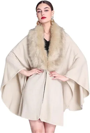 European and American Autumn and Winter Collar Shawl Cape Mid-Length Knitted Cardigan Cloak Coat