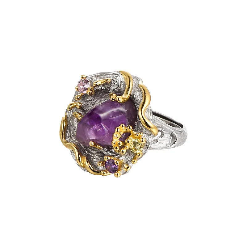 Fashion S925 Silver Italian Two-Tone Ring