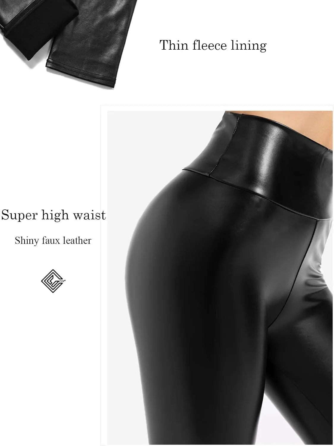 Faux Leather Leggings for Women Stretch High Waisted Leather Pants Tummy Control