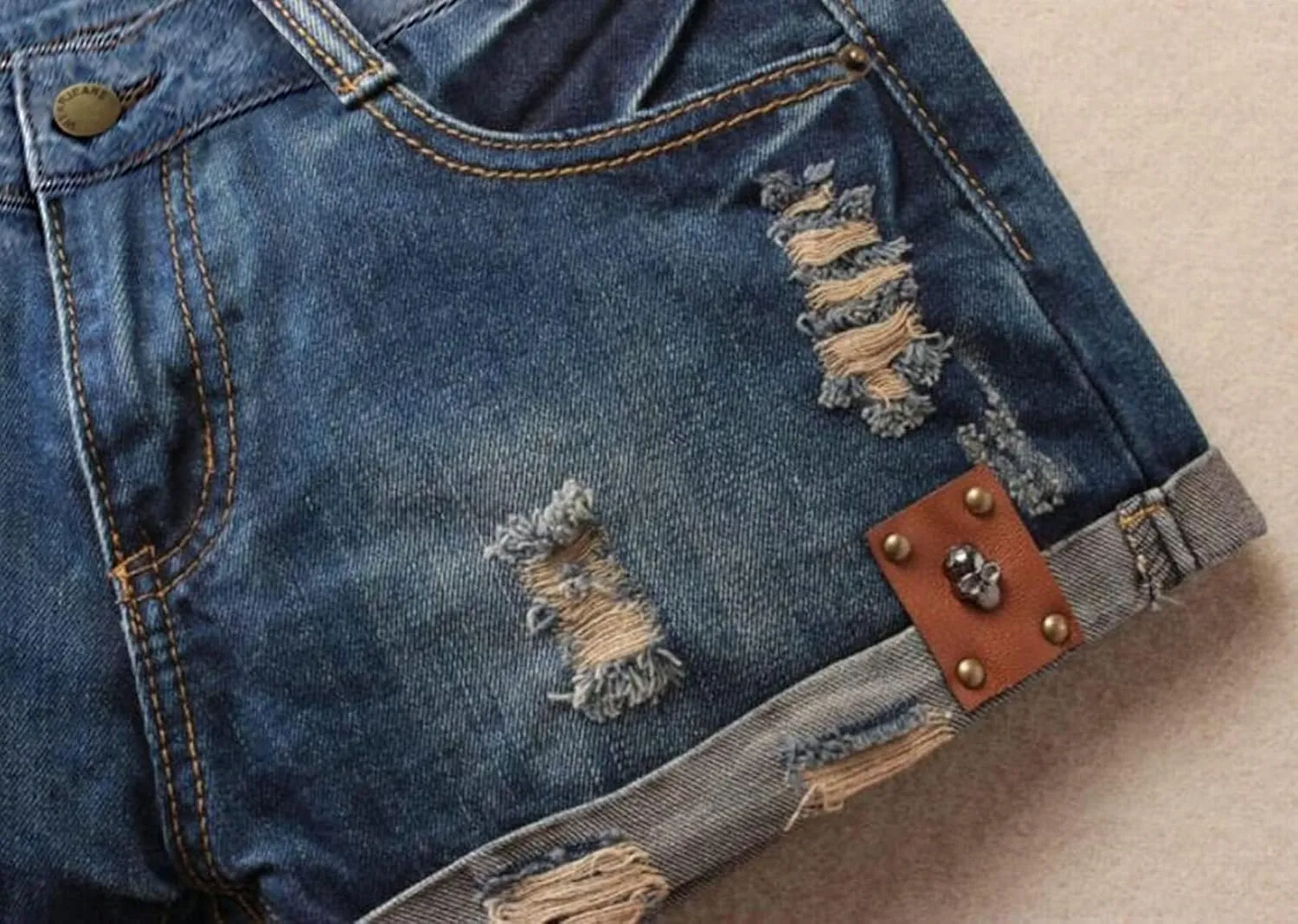 Fensajomon Women's Low Rise Summer Ripped Distressed Frayed Denim Shorts Sexy Jean