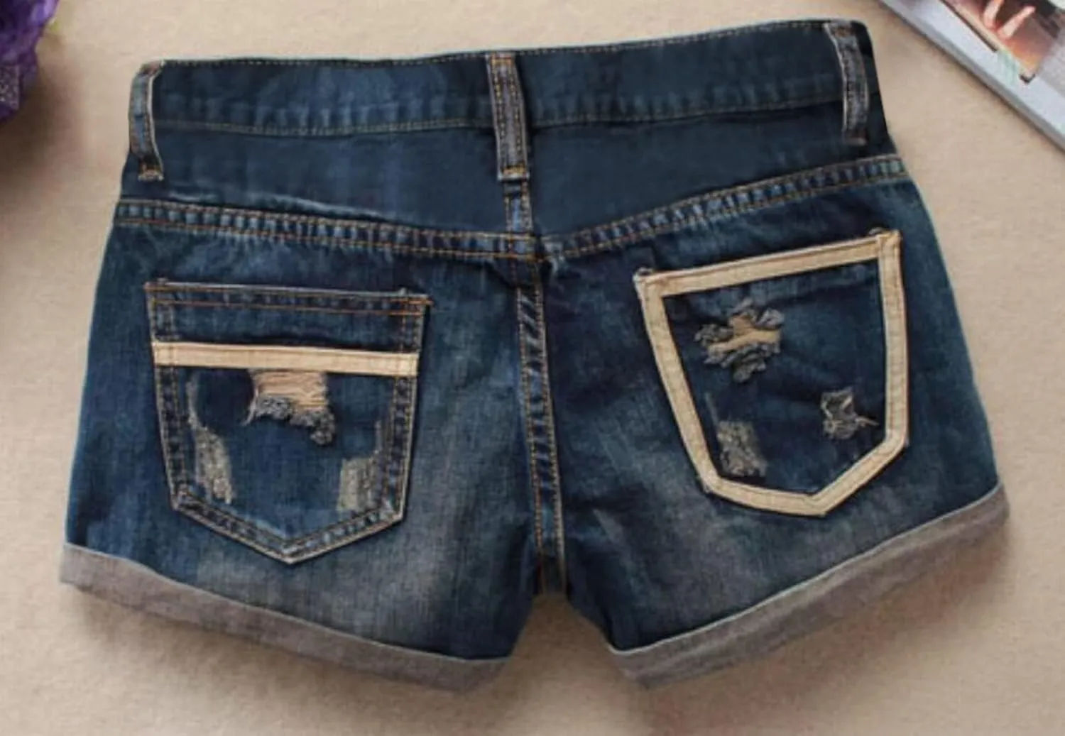 Fensajomon Women's Low Rise Summer Ripped Distressed Frayed Denim Shorts Sexy Jean