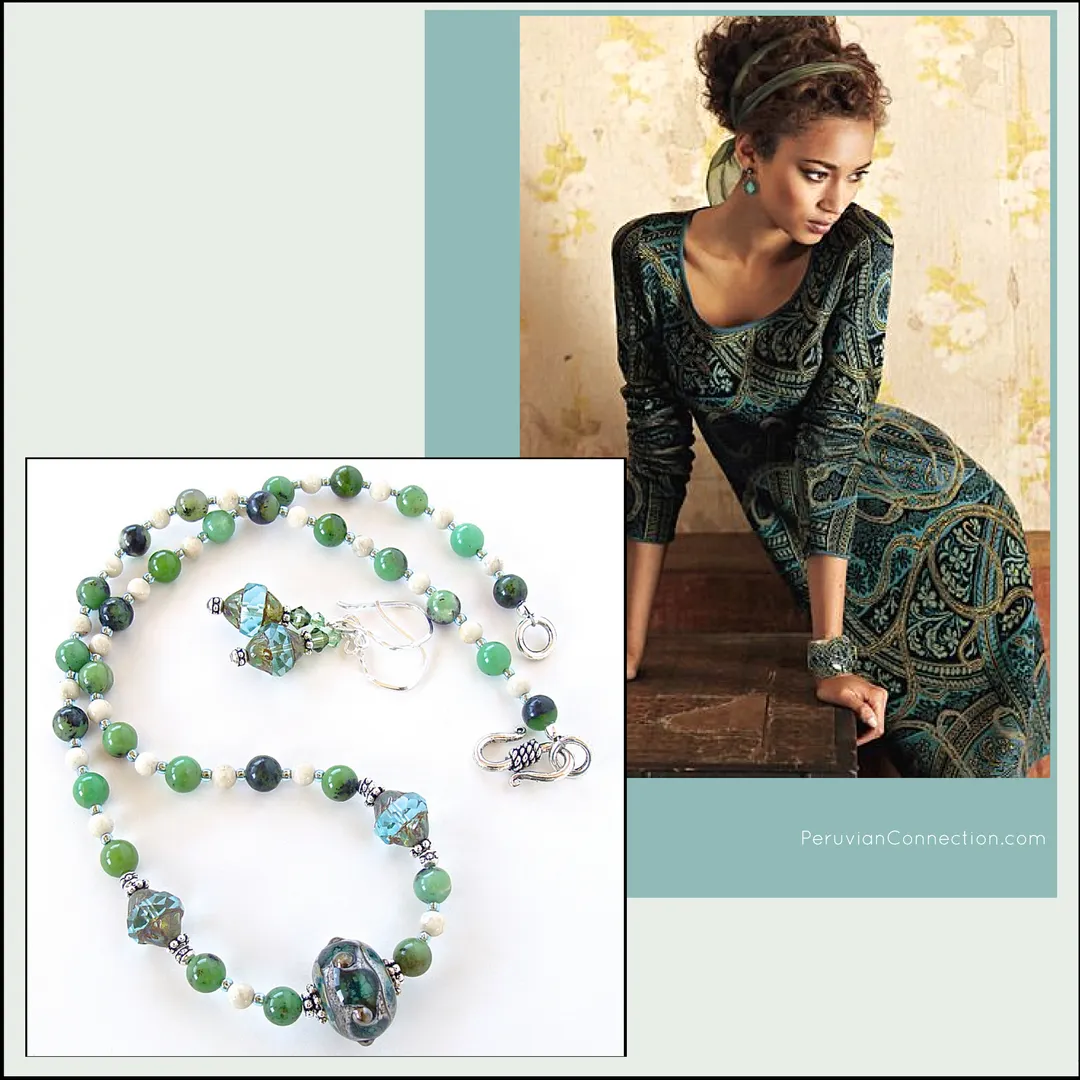 Finley: Green Stone Statement Necklace
