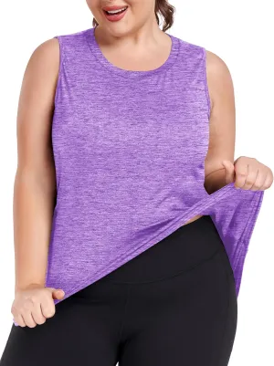 FOREYOND Plus Size Workout Tank Tops for Womens Lightweight Tank Tops Sleeveless Athletic Running Yoga Shirts