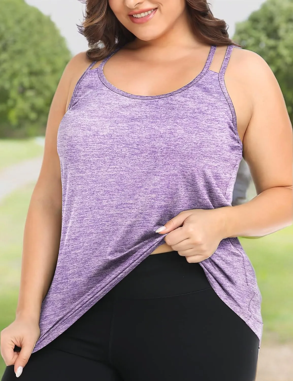 FOREYOND Women's Plus Size Workout Tank Tops Racerback Loose Fit Sport Athletic Tops Yoga Running Summer Shirts
