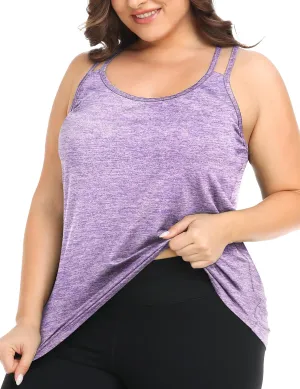 FOREYOND Women's Plus Size Workout Tank Tops Racerback Loose Fit Sport Athletic Tops Yoga Running Summer Shirts