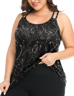 FOREYOND Women's Plus Size Workout Tank Tops Racerback Loose Fit Sport Athletic Tops Yoga Running Summer Shirts