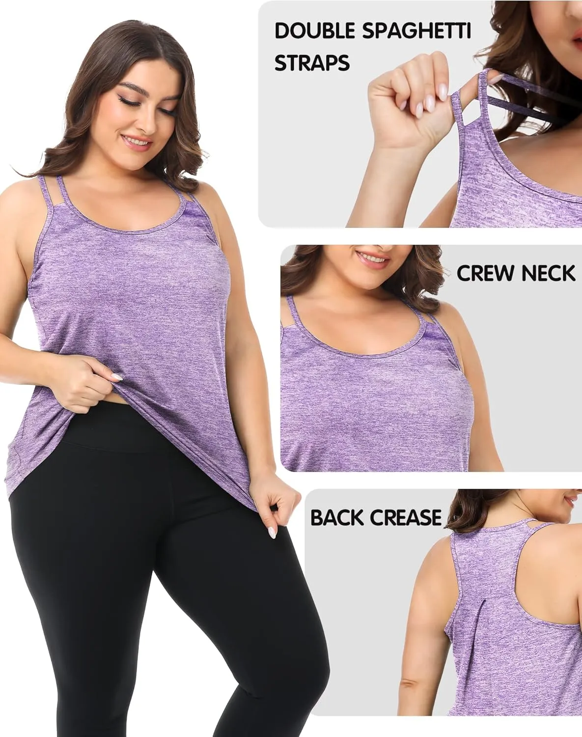 FOREYOND Women's Plus Size Workout Tank Tops Racerback Loose Fit Sport Athletic Tops Yoga Running Summer Shirts