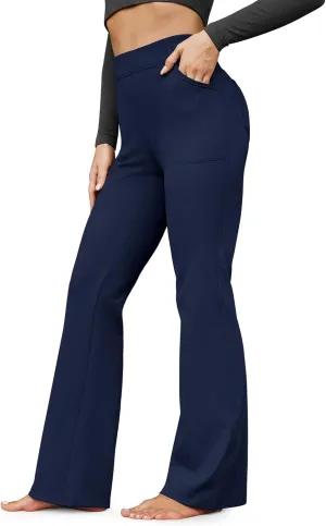 G4Free Fleece Lined Pants for Women Yoga Pants with Pockets Flare Leggings High Waisted Bootcut Dress Winter Work Slacks
