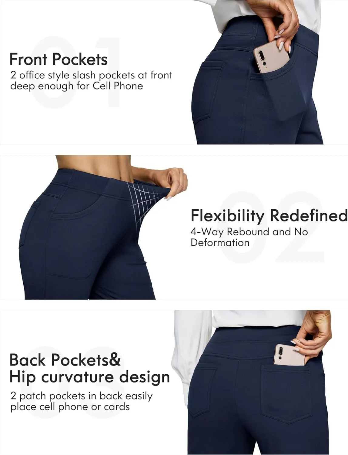 G4Free Fleece Lined Pants for Women Yoga Pants with Pockets Flare Leggings High Waisted Bootcut Dress Winter Work Slacks