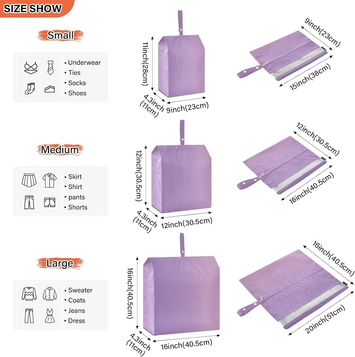 Garment Bag Closet Storage, Luggage Space Saver, Purple Gradient, Waterproof, 3 Set Travel Packing Cubes For Suitcases, Luggages Management Personnel