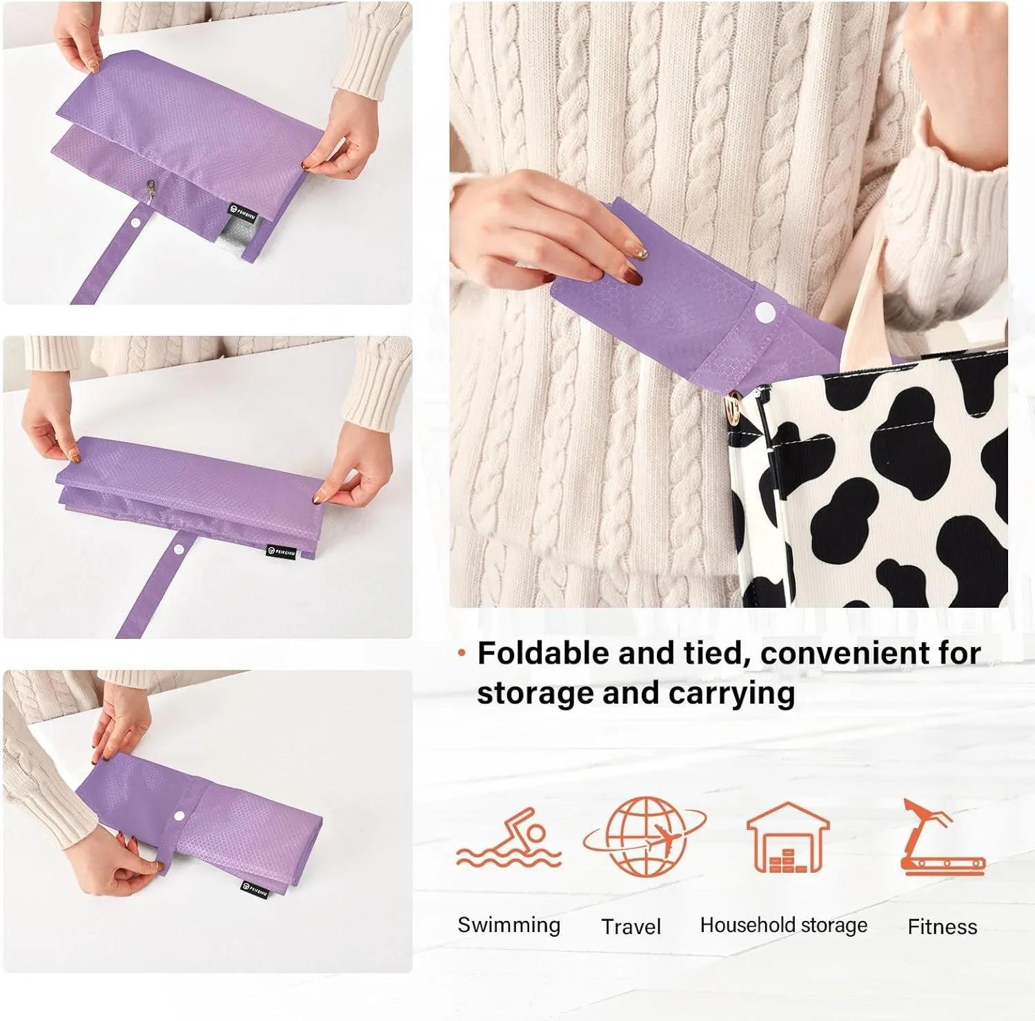 Garment Bag Closet Storage, Luggage Space Saver, Purple Gradient, Waterproof, 3 Set Travel Packing Cubes For Suitcases, Luggages Management Personnel