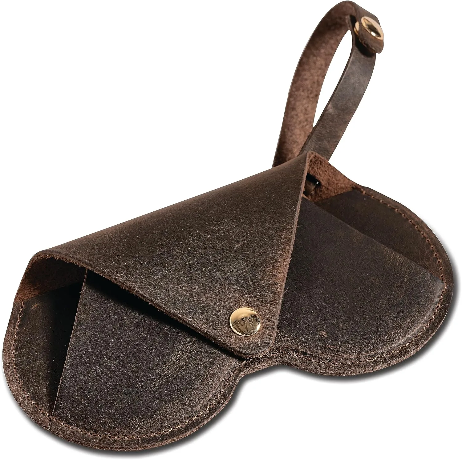 Genuine Leather Sunglasses Case Soft Slim Sunglasses Holder, Travel Eyeglass Case with Wristlet Strap for Women Men