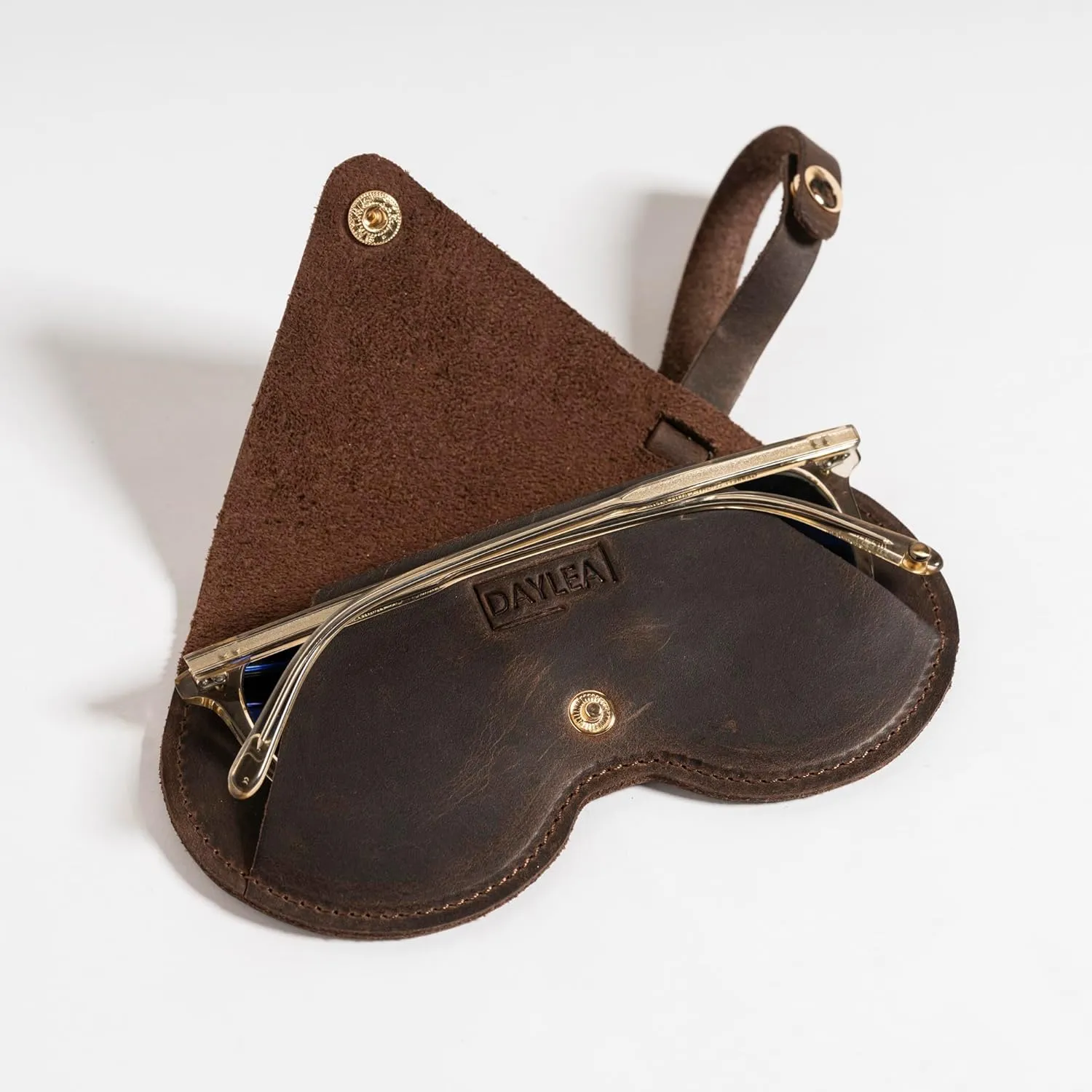 Genuine Leather Sunglasses Case Soft Slim Sunglasses Holder, Travel Eyeglass Case with Wristlet Strap for Women Men