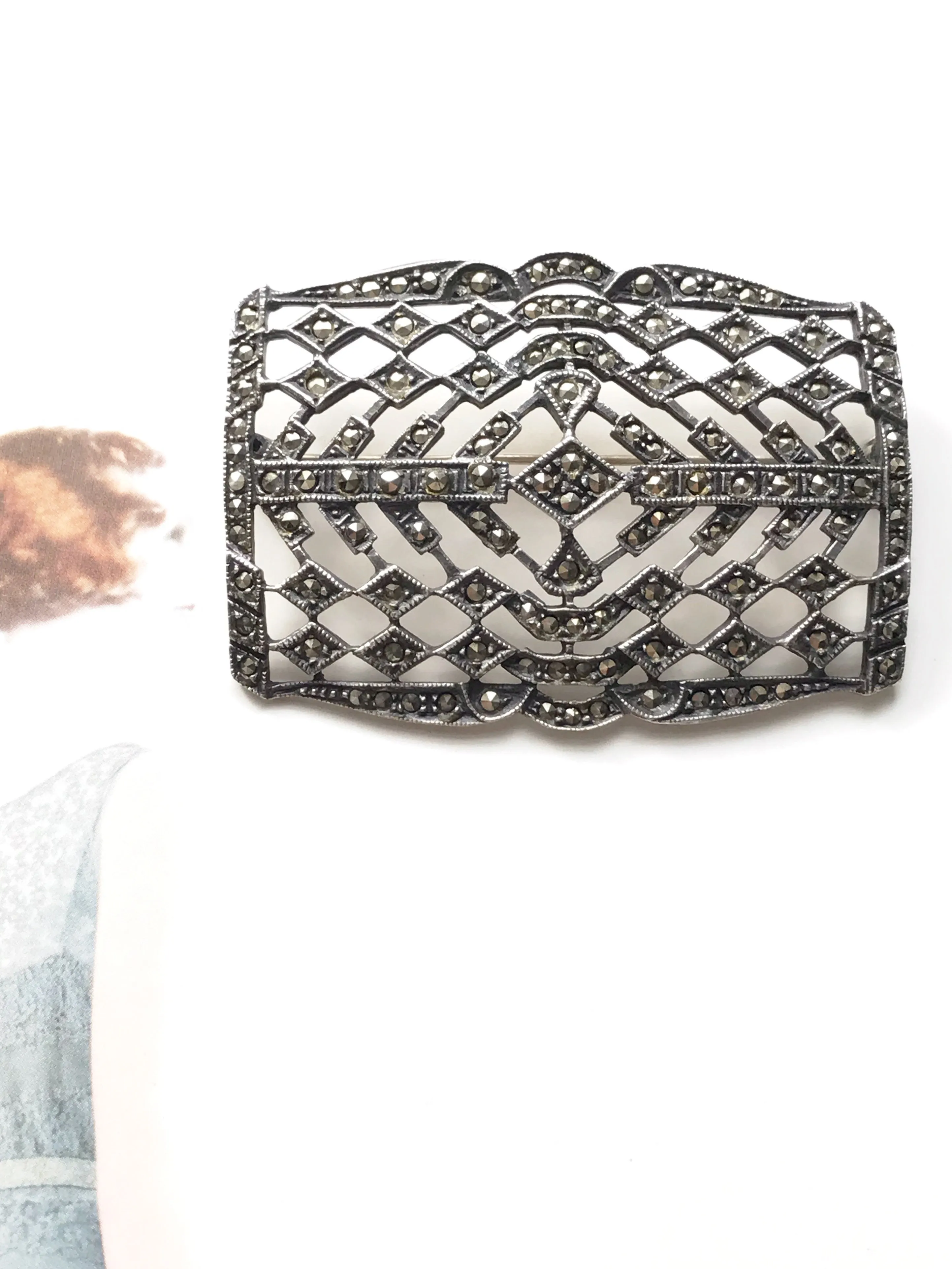 Geometric Marcasite Pin