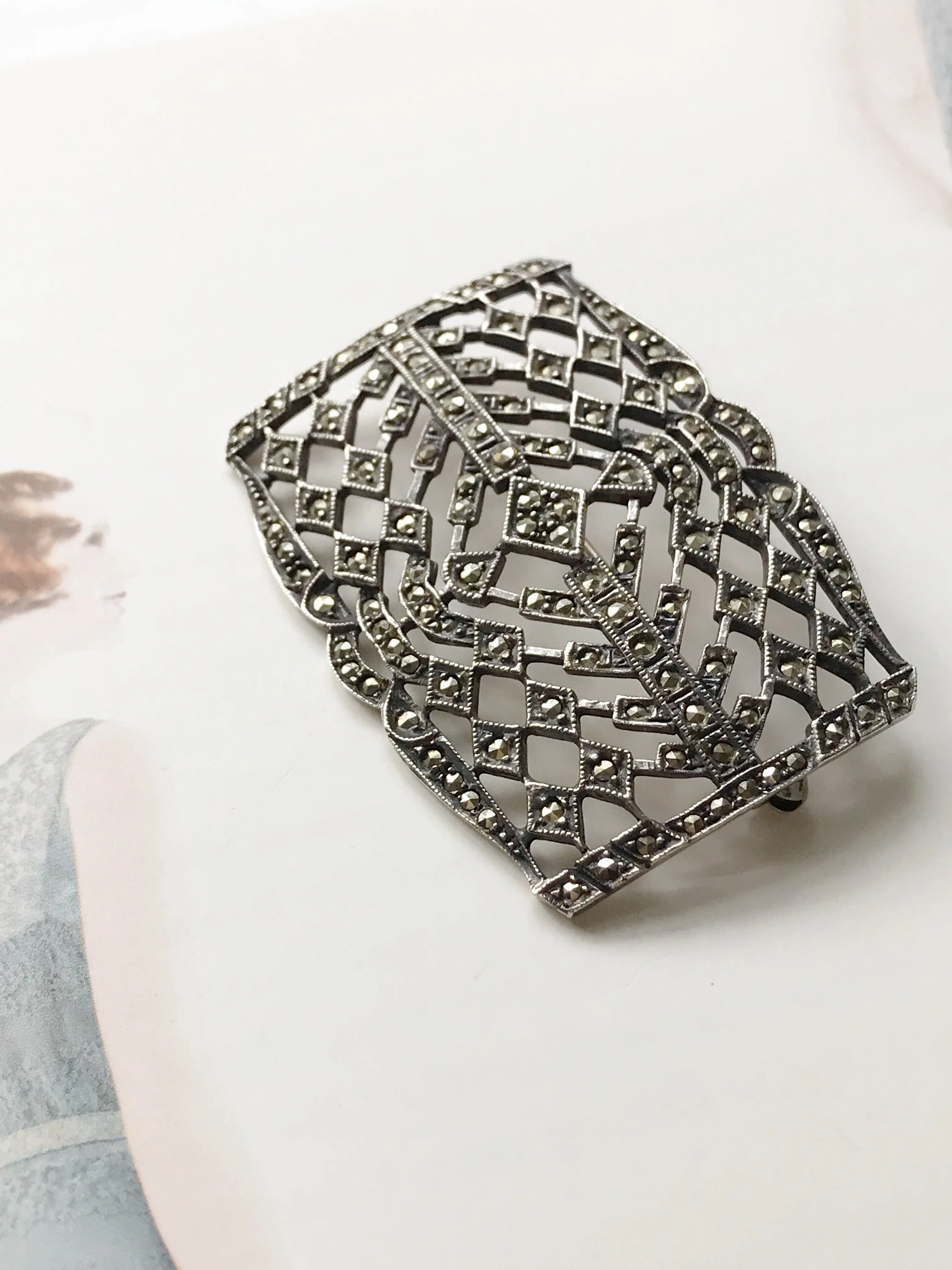 Geometric Marcasite Pin