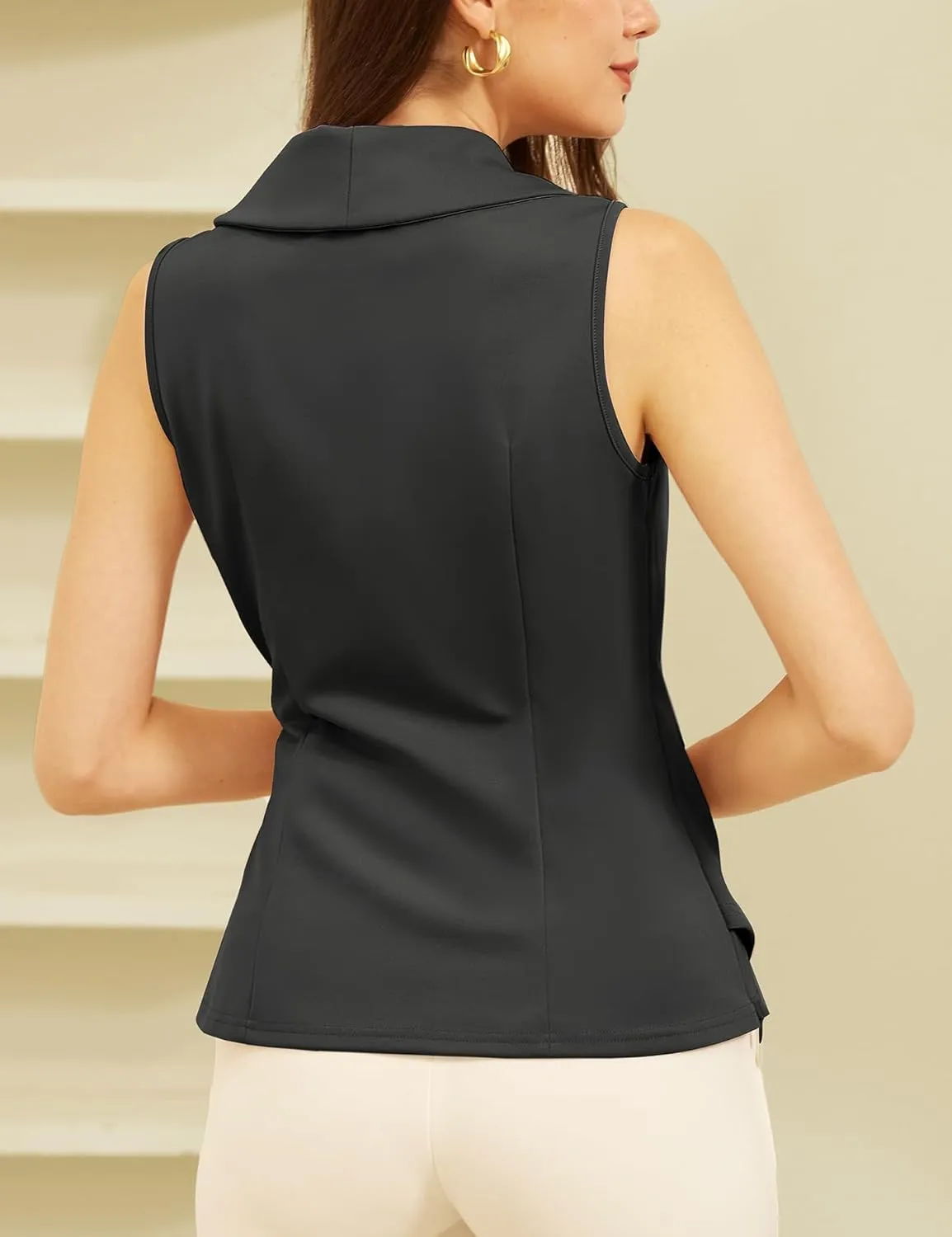 GRACE KARIN Women's Wrap V Neck Casual Work Tops Sleeveless Office Dressy Summer Blouse Asymmetrical Elegant Shirts