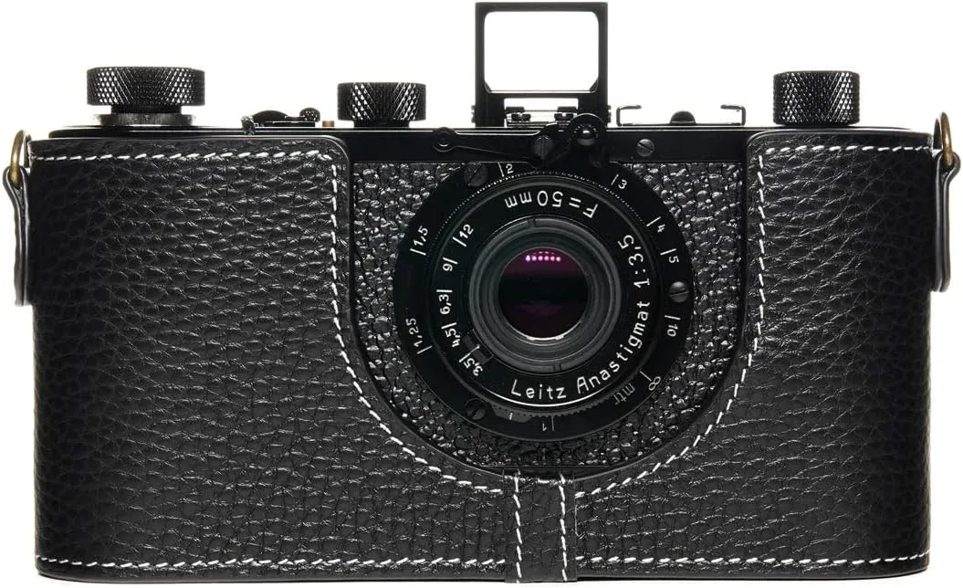 Handmade Genuine Real Leather Half Camera Case Bag Cover for Leica 0 i ii iii IIIA iiib Black Color (with Strap D-Rings)