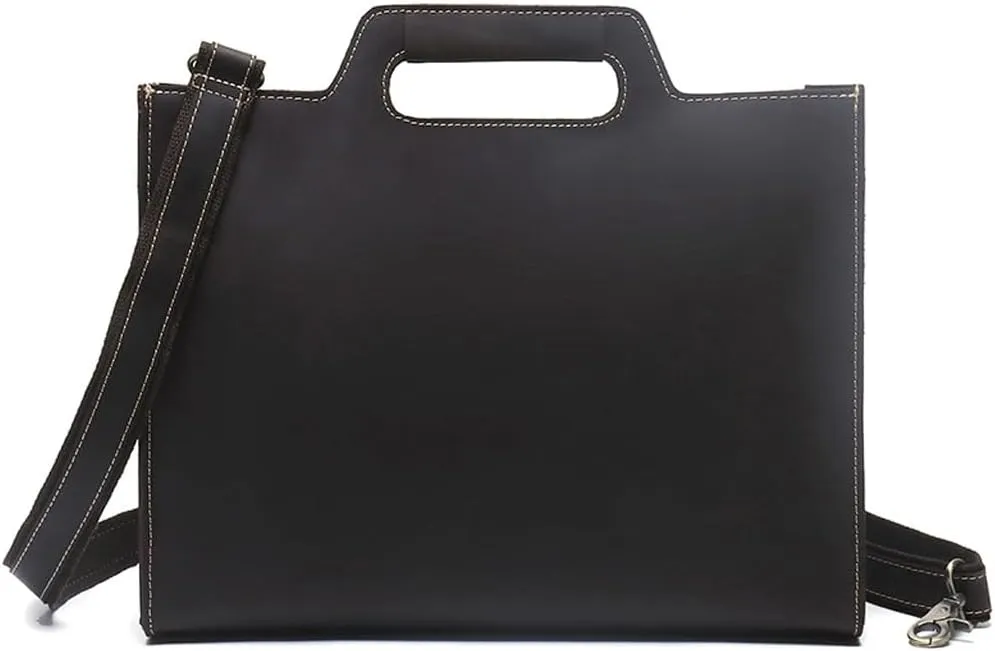 Handmade Vintage Handbag Business Briefcase Single Shoulder Crossbody Bag Large Capacity