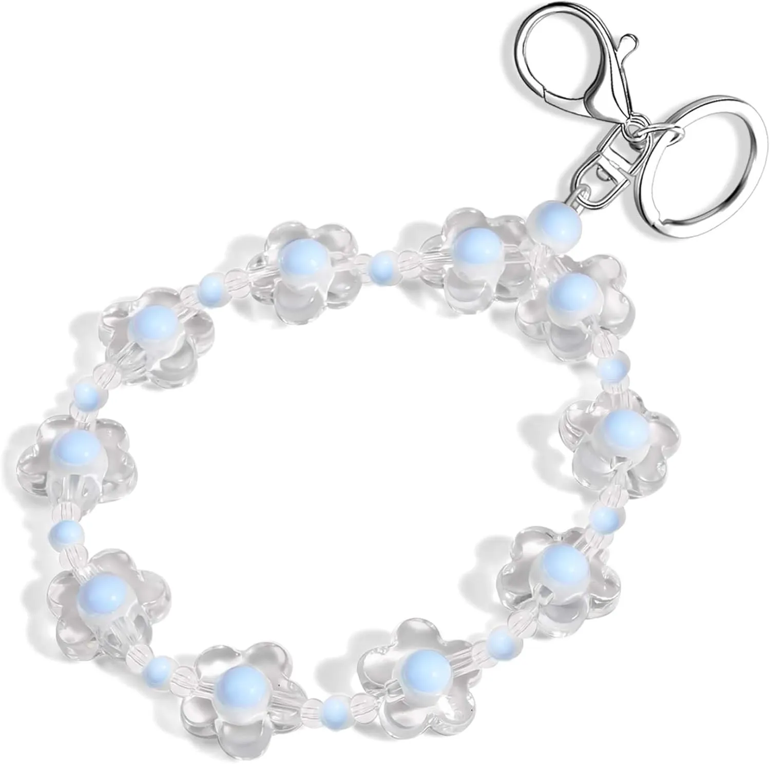 Handmade Wristlet Keychain, Key Ring Bracelet for Women, Bangle Key Chain Holder,Silicone Beads Key Ring
