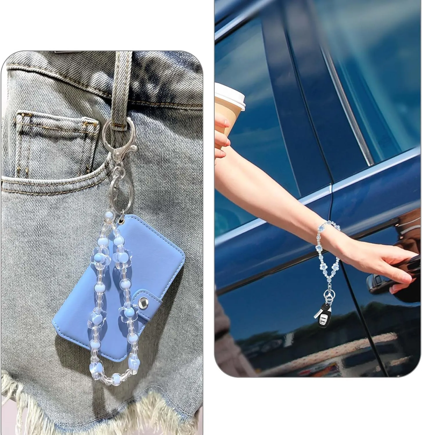 Handmade Wristlet Keychain, Key Ring Bracelet for Women, Bangle Key Chain Holder,Silicone Beads Key Ring