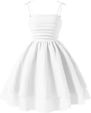 Happy Cherry Girls Dresses Summer Cute Clothes for Teens Casual Spaghetti Strap Swing Smocked A Line Beach Sundress 8-12Y