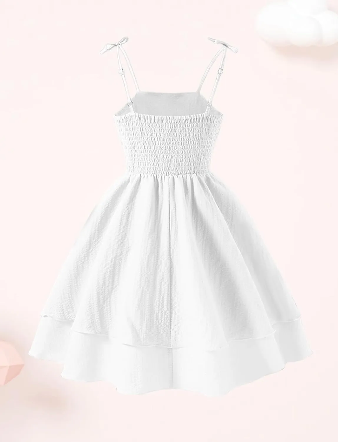 Happy Cherry Girls Dresses Summer Cute Clothes for Teens Casual Spaghetti Strap Swing Smocked A Line Beach Sundress 8-12Y