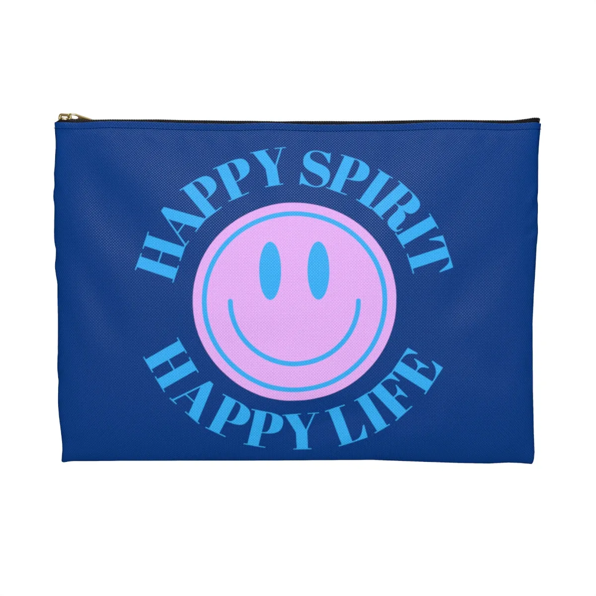 Happy Spirit Happy Life Accessory Pouch, Y2K Pouch, Vsco Girl Make Up Bag, Tumblr Smile Bag, Purple Case, Pencil Case, Travel Case, School
