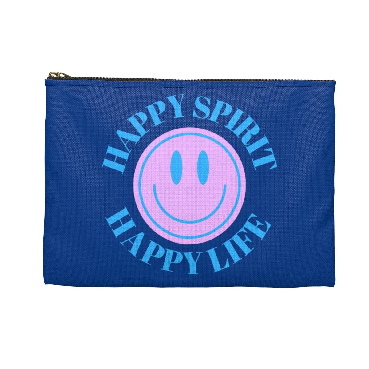 Happy Spirit Happy Life Accessory Pouch, Y2K Pouch, Vsco Girl Make Up Bag, Tumblr Smile Bag, Purple Case, Pencil Case, Travel Case, School