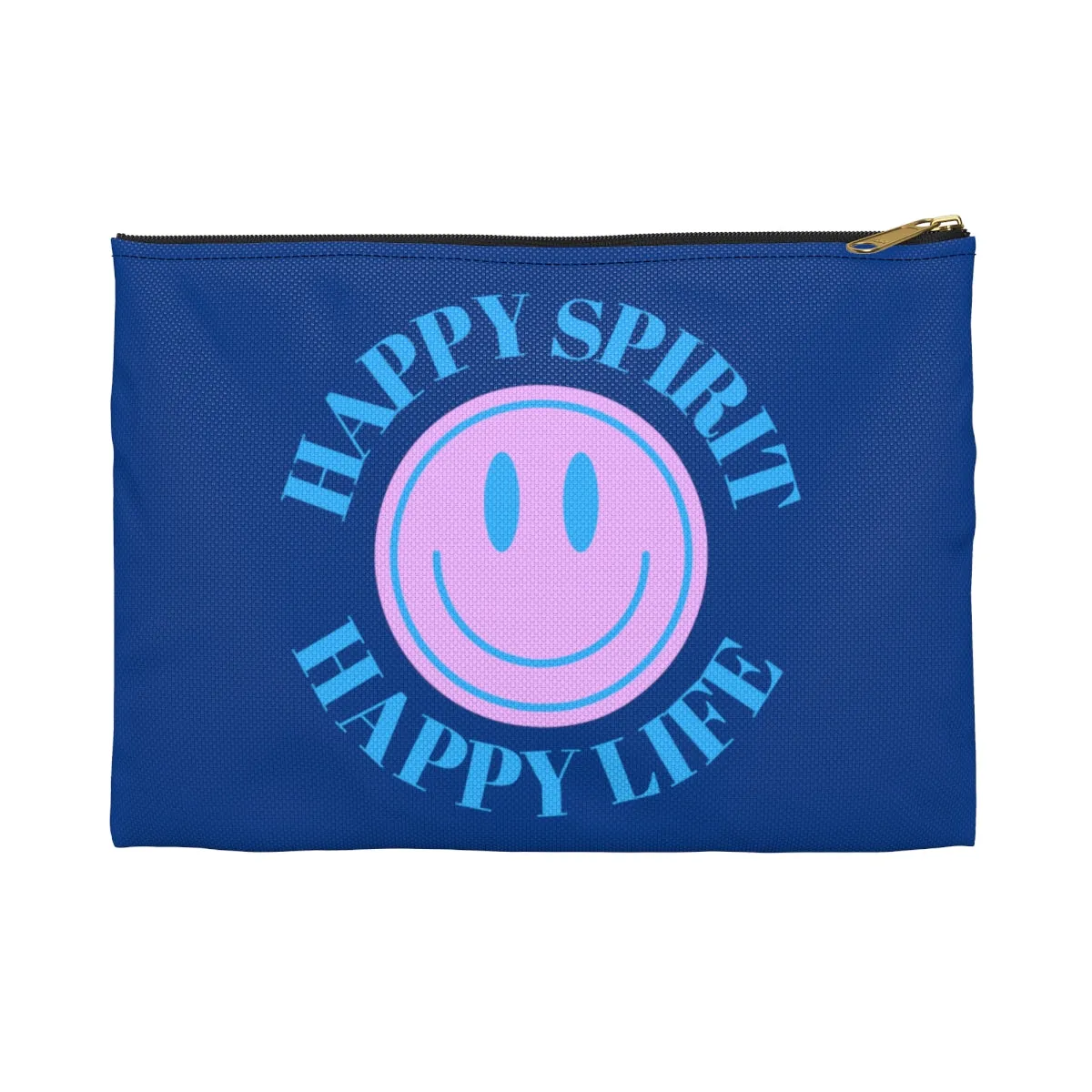 Happy Spirit Happy Life Accessory Pouch, Y2K Pouch, Vsco Girl Make Up Bag, Tumblr Smile Bag, Purple Case, Pencil Case, Travel Case, School