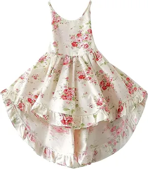 HILEELANG Girl Summer Beach Dress Halter Neck Sleeveless Casual Tank Outfit Sundress 1-12Y
