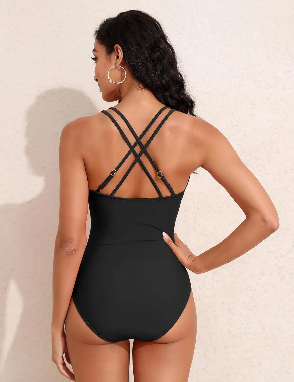 Hilor Women's Underwire One Piece Swimsuits Plunge V Neck Bathing Suits Sexy Cutout Monokini Swimwear