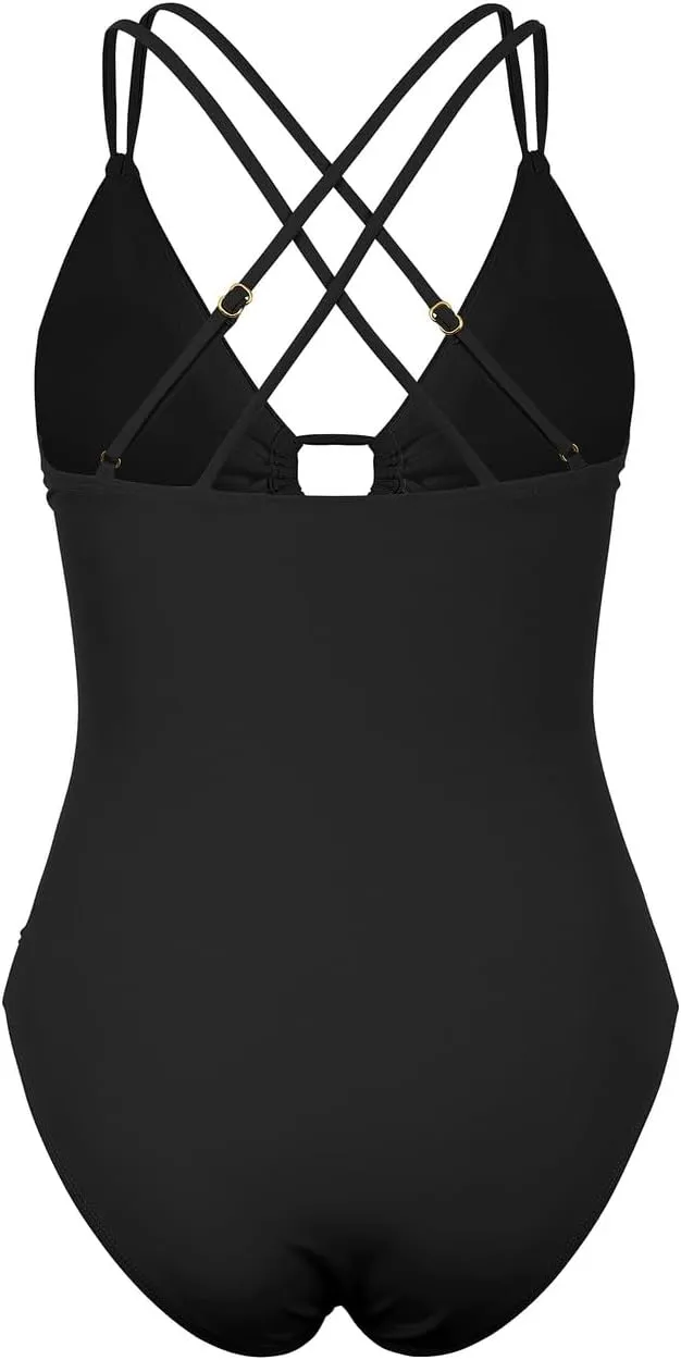 Hilor Women's Underwire One Piece Swimsuits Plunge V Neck Bathing Suits Sexy Cutout Monokini Swimwear