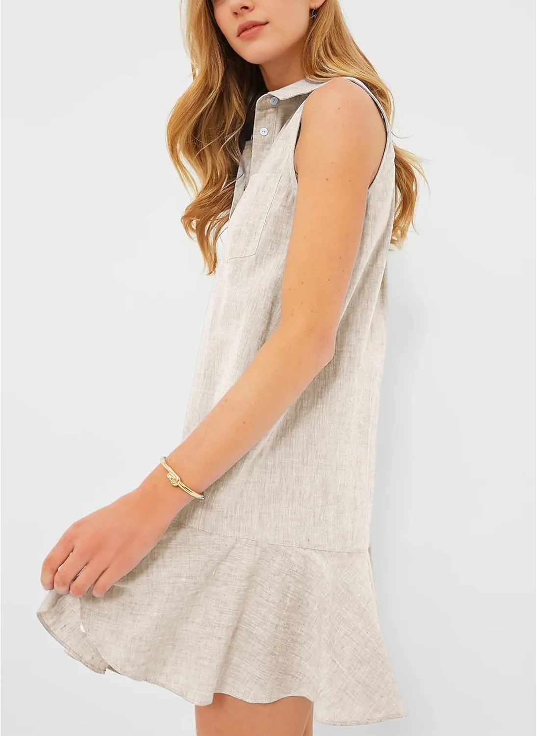 Hixiaohe Women Summer Shirt Dresses Casual Button Down Sleeveless Mini Dress for Women Beach Flowy Short Sundresses