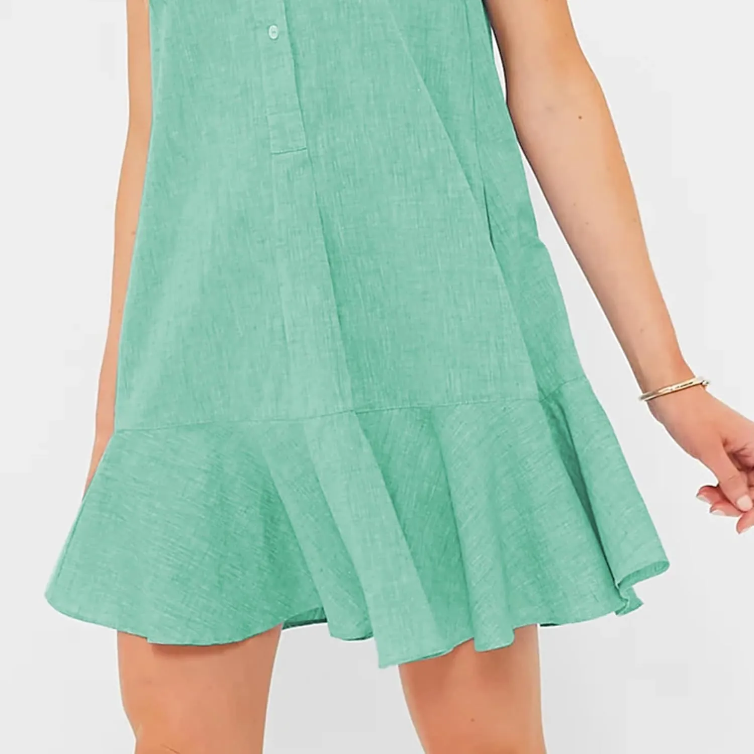 Hixiaohe Women Summer Shirt Dresses Casual Button Down Sleeveless Mini Dress for Women Beach Flowy Short Sundresses