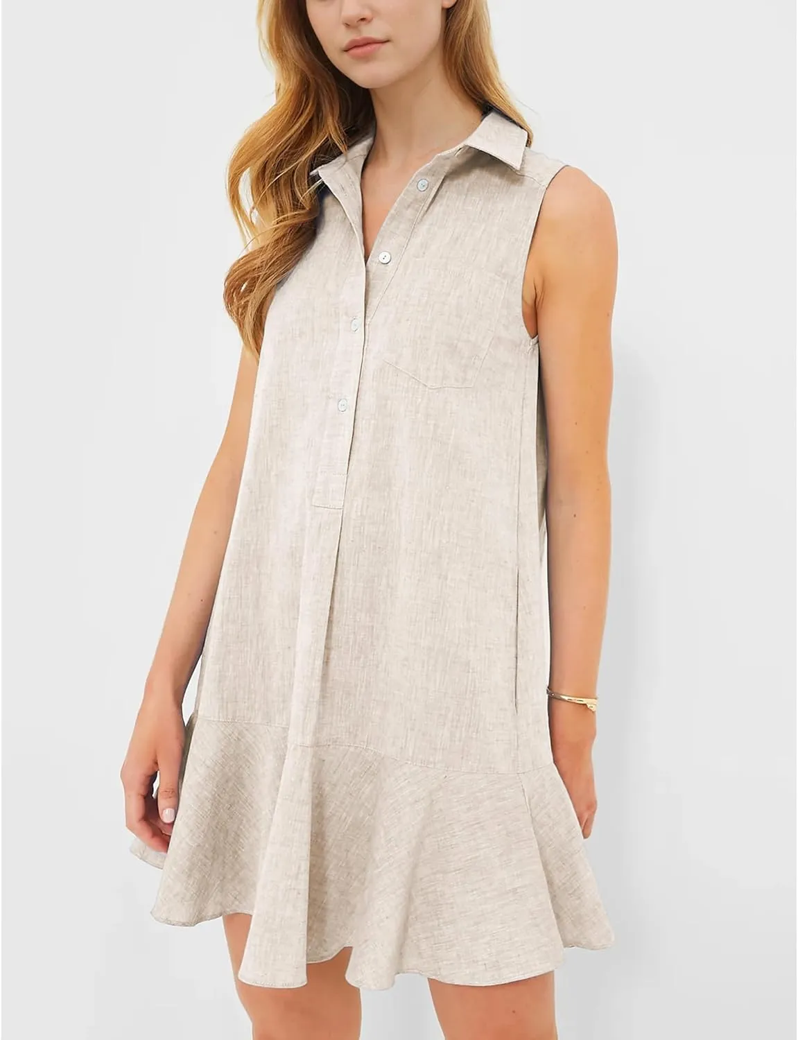 Hixiaohe Women Summer Shirt Dresses Casual Button Down Sleeveless Mini Dress for Women Beach Flowy Short Sundresses