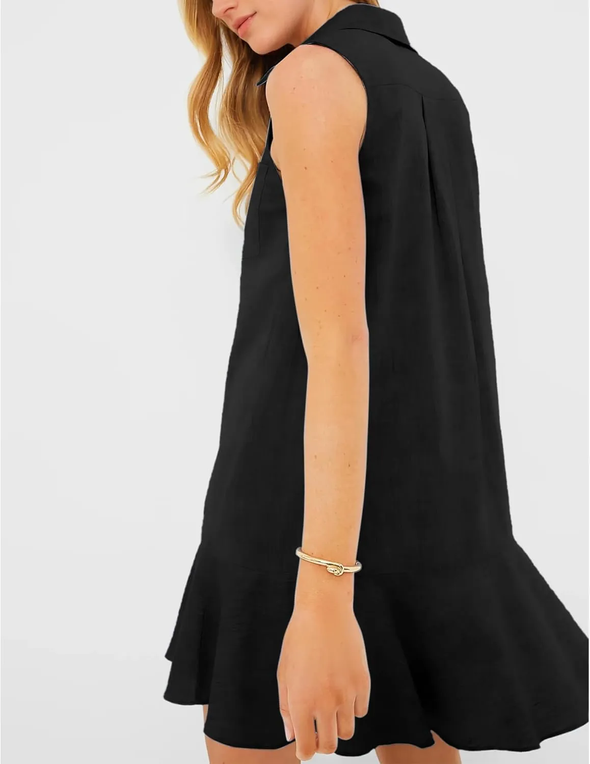 Hixiaohe Women Summer Shirt Dresses Casual Button Down Sleeveless Mini Dress for Women Beach Flowy Short Sundresses