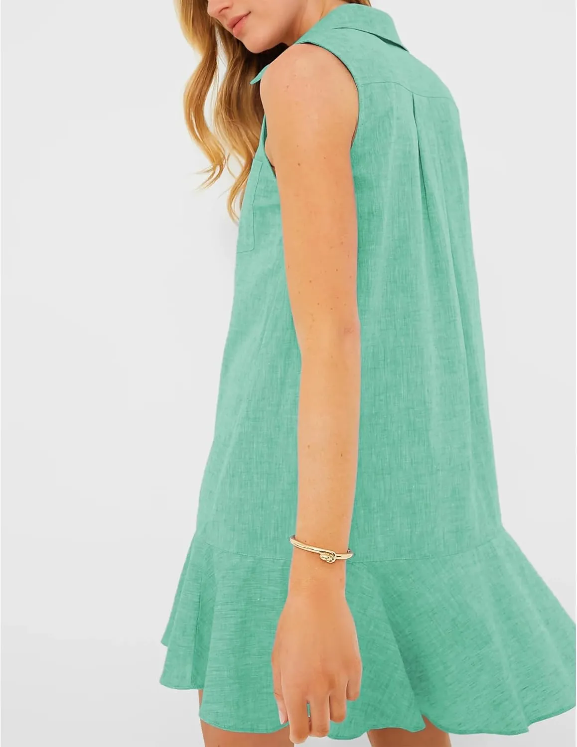 Hixiaohe Women Summer Shirt Dresses Casual Button Down Sleeveless Mini Dress for Women Beach Flowy Short Sundresses