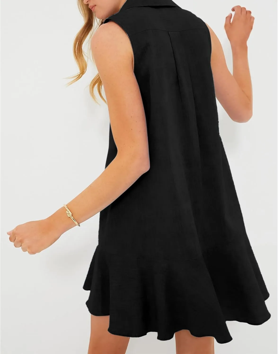 Hixiaohe Women Summer Shirt Dresses Casual Button Down Sleeveless Mini Dress for Women Beach Flowy Short Sundresses