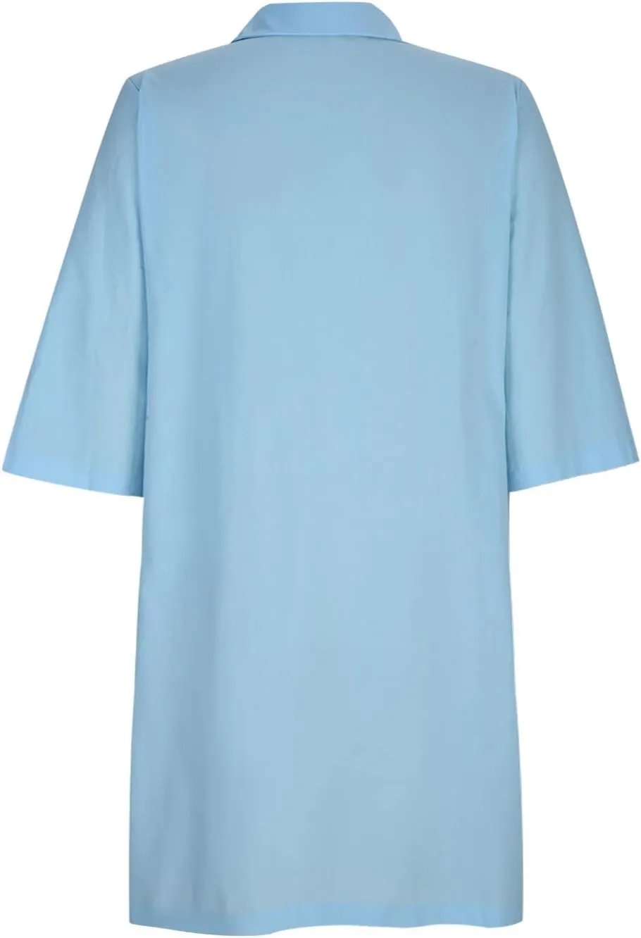 hlysgo Vacation Dresses for Women 2025 Trendy Button Down V Neck Half Sleeve Mini Dress Summer Cotton Linen Beach Dress